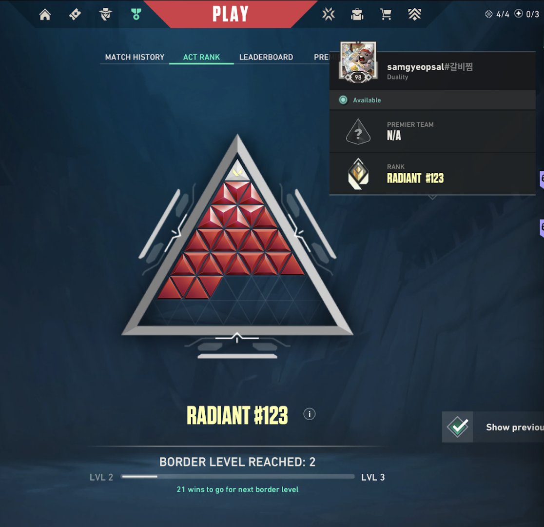 Valorant Radiant leaderboard peak